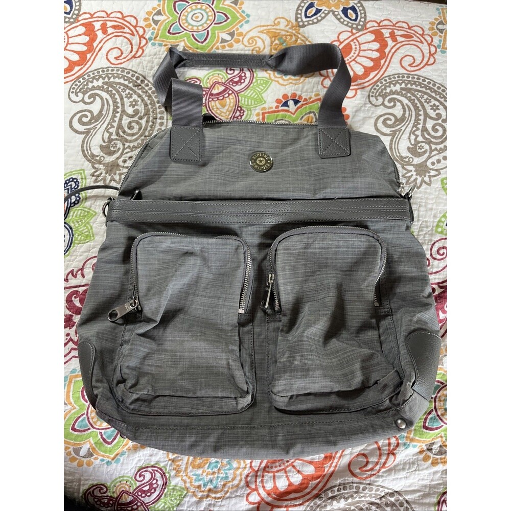 Kipling Gray Nylon Travel Bag With Short Handles, Laptop Pocket